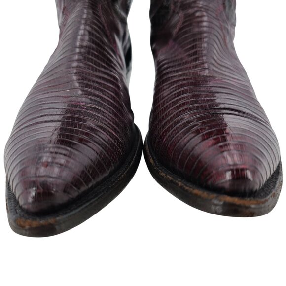 Mens 12D Burgundy Vintage Exotic Lizard Justin Cowboy Boots Lizard Western CBC - Picture 10 of 15
